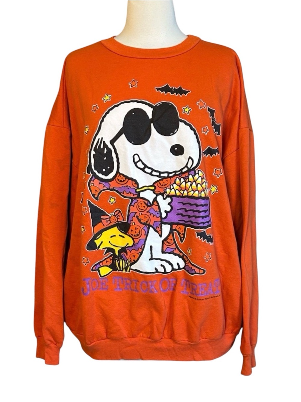 Vintage Peanuts Snoopy Joe Cool Trick Or Treat Halloween Sweatshirt Mens size XL - Picture 2 of 13